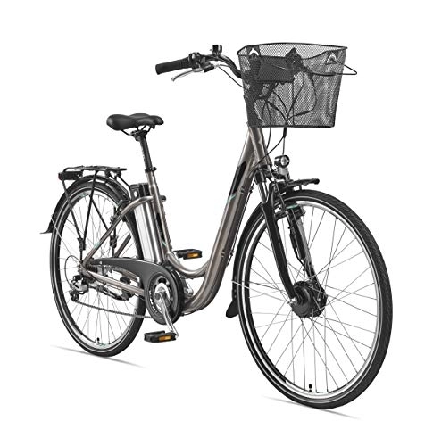 Elektrofahrräder : Telefunken E-Bike Elektrofahrrad Alu 28 Zoll mit 7-Gang Shimano Kettenschaltung, Pedelec Citybike leicht mit Fahrradkorb, 250W und 10, 4Ah, 36V Sitzrohrakku, RC820 Multitalent