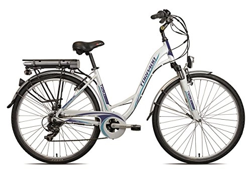 Elektrofahrräder : TORPADO ' Bike Aphrodite 26"Motor 8Fun Nabe Post 6V wei blau (City Elektrische) / Electric Bike Aphrodite 26Rear Wheel Engine 8Fun 6S White Blue (City Electric)