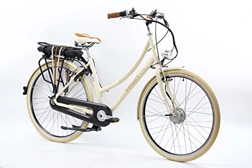 Elektrofahrräder : TRETWERK - 28 Zoll E-Bike Damen Pedelec - E-Classic beige - E-Citybike Damenfahrrad mit Gepäckträger und 7 Gang Shimano Nexus Nabenschaltung - Elektrofahrrad mit Frontmotor 250W, 36V