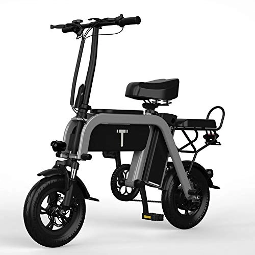 Elektrofahrräder : Umfassende Elternteil-Kind E-Bike, 3 Sitze Walking Baby Artefakt Elektrofahrrad, Mini Klein Falten Pedelec Für Mutter Und Kinder Grau 350w 48v 7.5ah