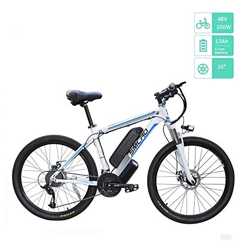 Elektrofahrräder : UNOIF 26 ‚' Electric Mountain Bike mit Abnehmbarer, großer Kapazität Lithium-Ionen-Akku, 48V / 13Ah Stadt Ebike Fahrrad mit 350W Brushless Heckmotor für Erwachsene, White Blue