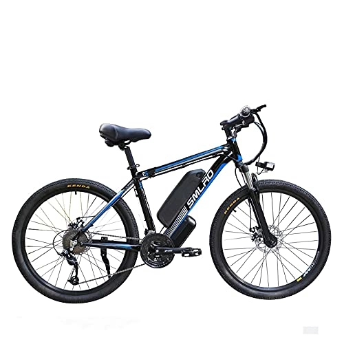 Elektrofahrräder : UNOIF Elektro-Fahrrad Elektro-Mountainbike, 26" Electric City Ebike Fahrrad mit 350W Brushless Heckmotor für Erwachsene, 48V / 13Ah Abnehmbare Lithium-Batterie, Black Blue