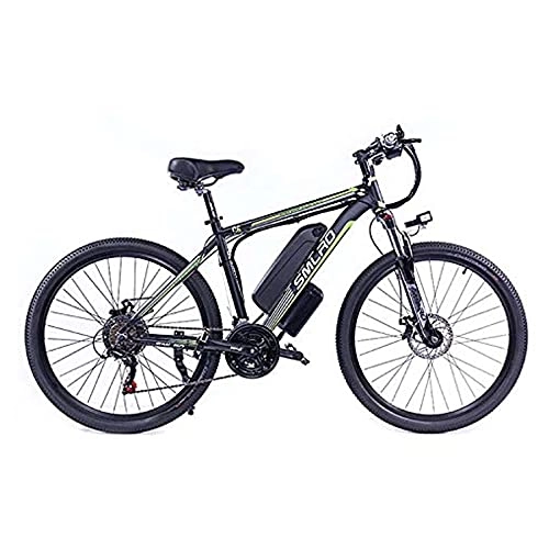 Elektrofahrräder : UNOIF Elektro-Fahrrad Elektro-Mountainbike, 26" Electric City Ebike Fahrrad mit 350W Brushless Heckmotor für Erwachsene, 48V / 13Ah Abnehmbare Lithium-Batterie, Black Green