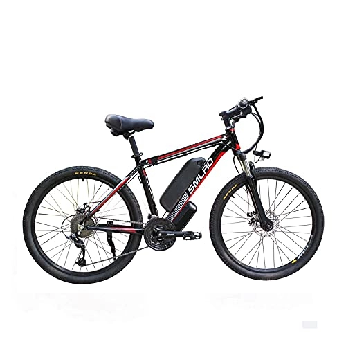 Elektrofahrräder : UNOIF Elektro-Fahrrad Elektro-Mountainbike, 26" Electric City Ebike Fahrrad mit 350W Brushless Heckmotor für Erwachsene, 48V / 13Ah Abnehmbare Lithium-Batterie, Black red
