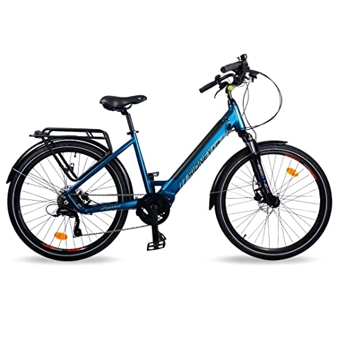Elektrofahrräder : Urbanbiker E-Bike Sidney Plus Blau 26" Zoll, 55 Nm Mittelmotor, herausnehmbarer Lithium-Akku 504 WH (36V 14 Ah), für Damen und Herren, Elektrofahrrad Touring E Bike