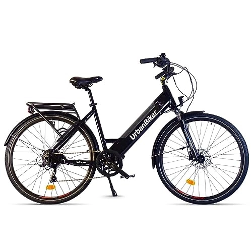 Elektrofahrräder : Urbanbiker Sidney E-Bike Schwarz 26" Zoll, Motor 250W, herausnehmbarer Lithium-Akku 540 WH (36V 15 Ah), für Damen und Herren, Elektrofahrrad Touring E Bike