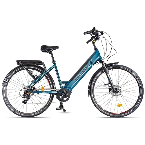 Elektrofahrräder : URBANBIKER Sidney Plus E-Bike Blau 26" Zoll, 55 Nm Mittelmotor, herausnehmbarer Lithium-Akku 504 WH (36V 14 Ah), für Damen und Herren, Elektrofahrrad Touring E Bike