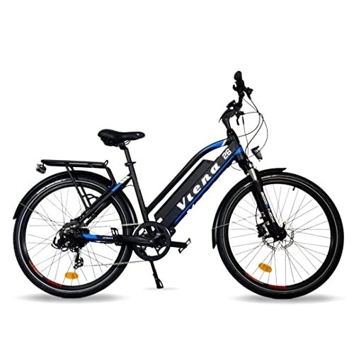 Elektrofahrräder : URBANBIKER Trekking E Bike Viena Blau 26". Motor 250W, herausnehmbarer Lithium Akku 840 WH (48v 17, 5Ah), für Damen und Herren, All Terrain E-Bike