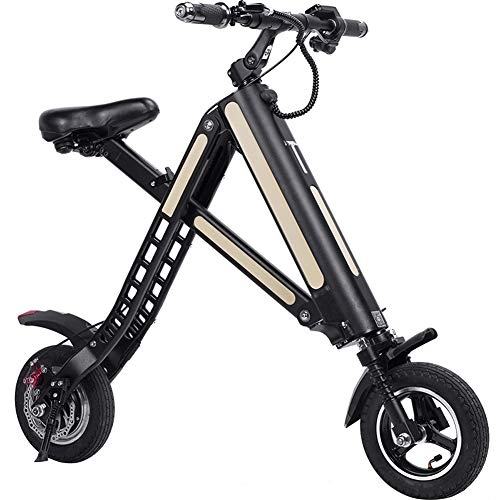 Elektrofahrräder : URCAR Zusammenklappbares elektrisches Fahrrad, Tragbares Elektrofahrrad fr Erwachsene 250W Motor 30Km / h 10 Zoll Reifen Scheibenbremsen Travel Bike, Gelb