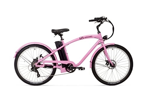 Elektrofahrräder : Varaneo E-Bike Beachcruiser Elektrofahrrad Lithium-Ionen-Akku 36V 250W 25 km / h 374 Wh Pedelec Aluminiumrahmen Pink 7 Gang Kenda Bereifung