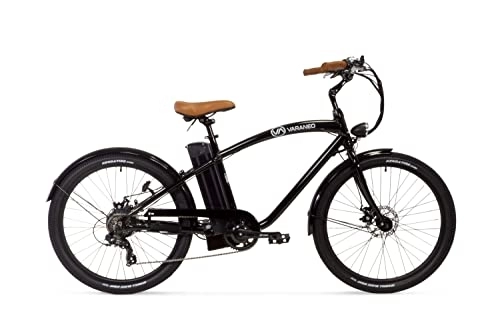 Elektrofahrräder : Varaneo E-Bike Beachcruiser Elektrofahrrad Lithium-Ionen-Akku 36V 250W 25 km / h 374 Wh Pedelec Aluminiumrahmen Schwarz 7 Gang Kenda Bereifung