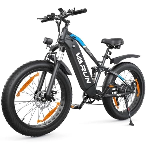 Elektrofahrräder : VARUN E-Bike, 26" *4.0" E-Fatbike für Erwachsener mit 250W Motor 25km / h, 48V 16Ah Akku, E-Mountainbike mit Shimano 7-Gänge, LCD-Display, Fat Tire E Bike für Damen Herren, Bis zu 100KM