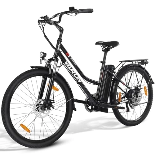 Elektrofahrräder : VARUN E-Bike, 26" Damen Herren Ebike mit Shimano 7 Gänge Elektrofahrräder mit 250W Motor 25KM / H, 36V 10.4AH Lithium-Ionen-Akku, Elektrofahrrad mit 3 Fahrmodi, LCD-Display für Pendeln zur Arbeit