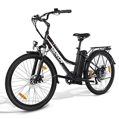 Elektrofahrräder : VARUN E-Bike Damen Herren 26 Zoll Elektrofahrräder Shimano 7 Gänge Pedelec Citybike mit 250W Motor 36V 10.4AH(374.4WH) Lithium-Ionen-Akku, Elektroräder mit 3 Fahrmodi (Schwarz)
