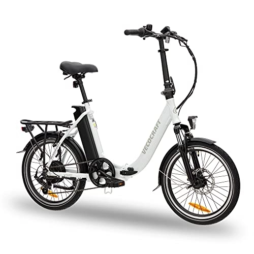 Elektrofahrräder : VecoCraft E-Pax e-Bike Damen, klapprad 20 Zoll, mit herausnehmbarem 36V 13Ah Akku, Reichweite bis zu 55-95km, 250W Heckmotor, Shimano 7-Gang e-Bike