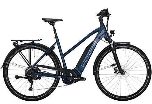 Elektrofahrräder : Victoria eTrekking 10.8 Trekking E-Bike 500Wh 10 Gang Deore, 500Wh, 85Nm Ah Damenfahrrad 10 Gang Kettenschaltung blau matt Bosch