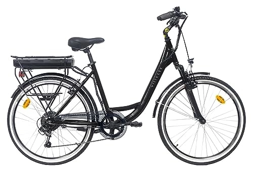 Elektrofahrräder : VILLETTE E-Bike Damen Le Petit Bonheur - 26 Zoll Elektrofahrrad - 6 Gänge e Bike - 13 Ah - Elektrisches Damenrad - Schwarz