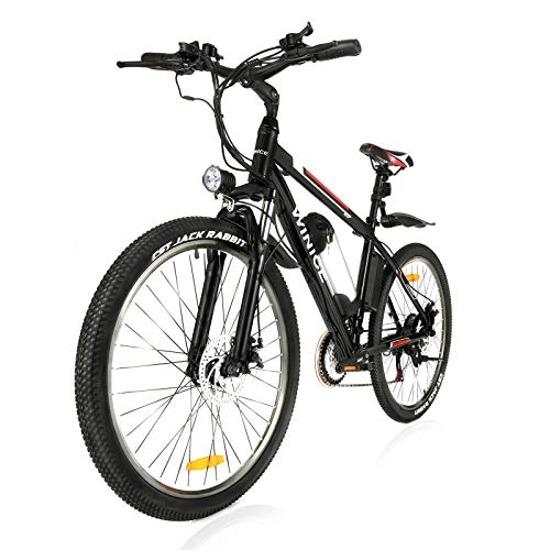 Elektrofahrräder : VIVI 26“Elektro-Mountainbike 350W Elektrofahrrad 36V 10.4Ah Abnehmbare Batterie E-Bike 25MPH 21 Gangschaltung Erwachsene E-Bike Pendlerrad (schwarz, 250W)