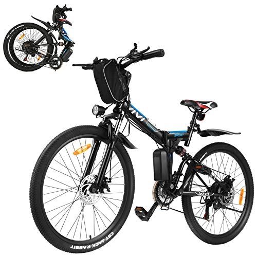 Elektrofahrräder : VIVI 350W E-Bike Mountainbike, 26 Zoll Erwachsene Faltbares Elektrofahrrad, Faltbares Mountainbike für Männer & Frauen, Professionelle Shimano 21-Gang-Getriebe & 36V 8Ah Lithium-Ionen Batteri