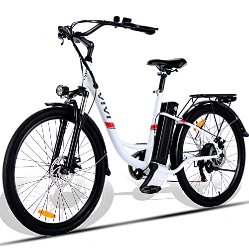 Elektrofahrräder : Vivi Damen C26 Pedelec, E-Bike, Elektrofahrrad, Citybike, Weiß, 26 inches