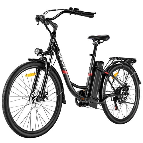 Elektrofahrräder : VIVI E-Bike Elektrofahrrad, 26 Zoll Pedelec Elektrisches Fahrrad Citybike Elektrofahrräder mit Abnehmbarer 8Ah Lithium-Batterie, Shimano 7-Gang E Bike Damen Herren (26 Zoll Schwarz)