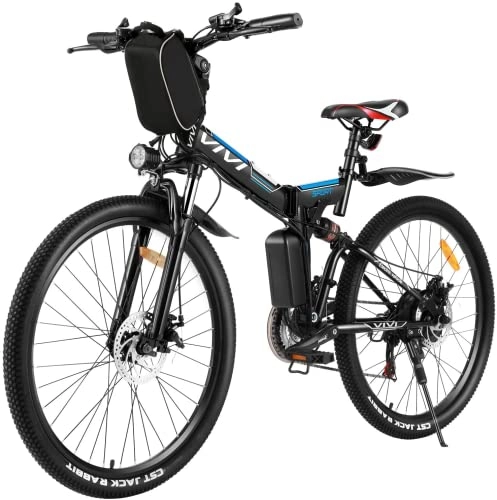 Elektrofahrräder : VIVI E-Bike Herren Elektrofahrrad, 26 Zoll Mountainbike Klappbar Elektrofahrrad, Shimano 21-Gang Elektrisches Fahrrad mit Abnehmbare 36V Lithium-Ionen Batterie