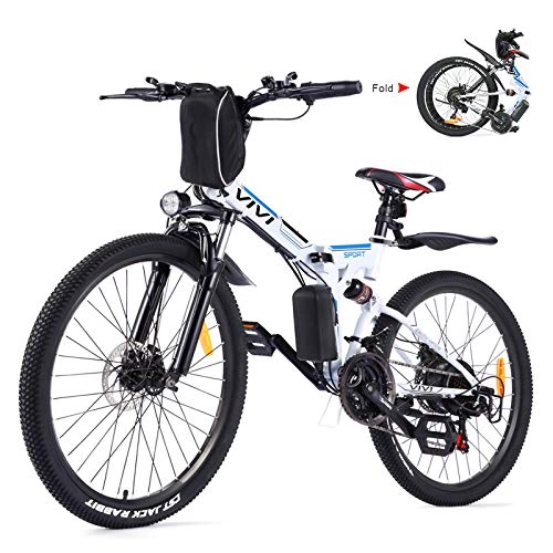 Elektrofahrräder : Vivi E-Bike Mountainbike, 26 Zoll E-Bike Klapprad, 250W Ebike Elektrofahrrad Herren Damen Mit Herausnehmbarer 36V 8Ah Batterie, Shimano 21 Gang gänge, Vollfederung Elektrofahrräder