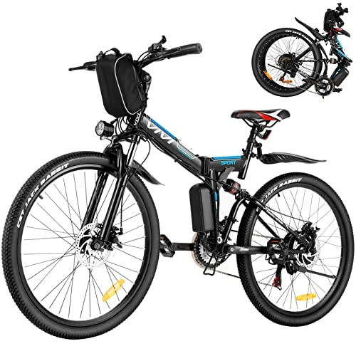 Elektrofahrräder : VIVI E-Bike Mountainbike, 26 Zoll Elektrofahrrad, 250W Ebike Klapprad Mit Herausnehmbarer 36V 8Ah Batterie, Professionelle 21 Gang gänge, Vollfederung Klappfahrrad