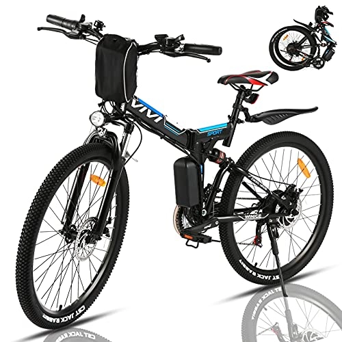 Elektrofahrräder : VIVI Ebike Mountainbike 26 Zoll Klappbar E-Bike 250W E-Faltrad Elektrofahrrad mit Abnehmbare 36V 8Ah Lithium-Ionen-Batterie, Shimano 21-Gang E Bike Herren Damen