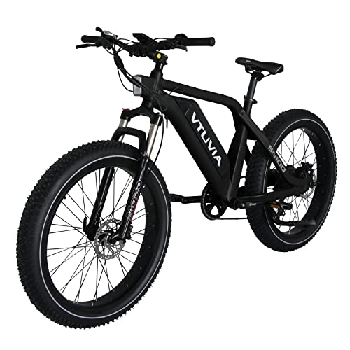 Elektrofahrräder : VTUVIA E-Bike Elektrofahrrad 26 Zoll 250W Motor Jagen Fetter Reifen Ebikes, 48v 13Ah Herausnehmbare Lithium-Batterie, Schnee Strand Berg Großer Rahmen Shimano 7-Gängen (Black)