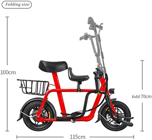 Elektrofahrräder : WANGCAI Elektrische CarVariable Geschwindigkeit Kleine tragbare Ultra Light Mini Adult Auto Kleine Doppelstoßdämpfung Lithium-Batterie Fahrrad im Freien Abenteuer (Color : Red)