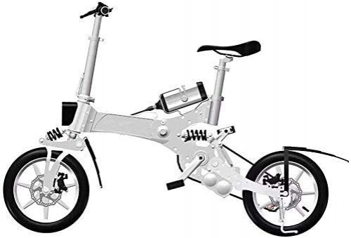 Elektrofahrräder : WANGCAI Leistungsstarke Ebike, Lithium-Batterie-elektrisches Fahrrad zweirädriges Motorrad-Roller-tragbare Falten Reise Batterie-Auto for Erwachsene (Color : White)
