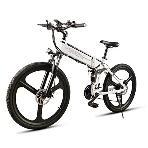 Elektrofahrräder : Weiß 350W 48V 8AH Elektrofahrräder Kilometerstand 26 Inch E-Bikes Zum Zusammenklappen Von Abnehmbare Mountainbike-Lithium-Ionen-Batterie Mit Großer Kapazität
