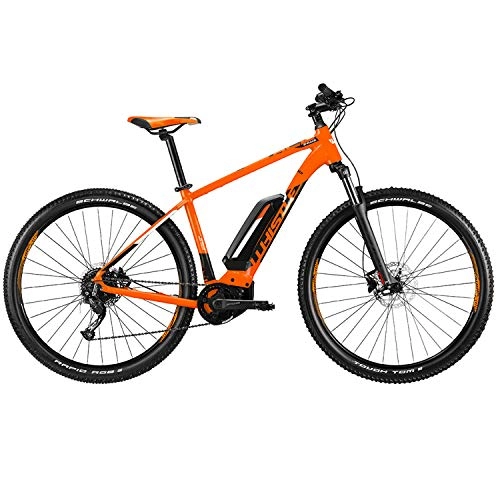 Elektrofahrräder : Whistle E Mountainbike 29 Zoll E-Bike B-Race CX 500 Hardtail MTB Bosch Pedelec (orange / schwarz / weiß, 50 cm)