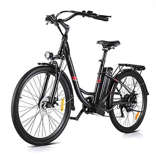 Elektrofahrräder : WIND SPEED Ebike Damen Herren 250W E-Bike 26 Zoll Elektrofahrrader mit 36V 8Ah Akku, 7-Gang-Getriebe Pedelec Citybike