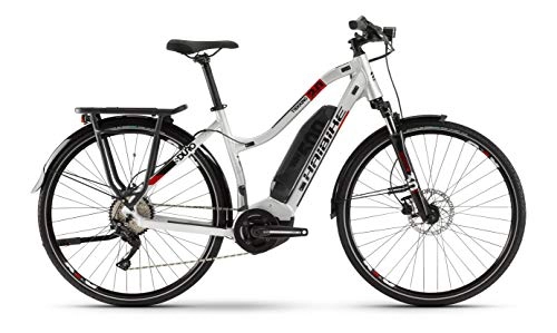Elektrofahrräder : Winora Haibike SDURO Trekking 2.0 Yamaha Elektro Fahrrad 2020 (28" Damen Trapez M / 48cm, Silber / Schwarz / Rot (Damen))