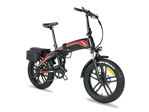 Elektrofahrräder : Woopela RD5 20 Zoll klappbares E-Bike Folding Shimano 7 Gang-Schaltung EU-konform Klapprad 250 W Motor Batterie abnehmbar Elektrik Bike 25 km / h mit Gepäckträgertasche, matt - schwarz / rot