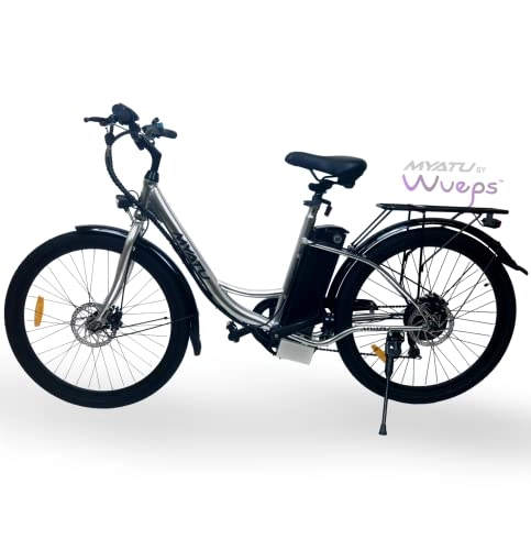 Elektrofahrräder : Wueps E-Bike, Elektrofahrrad, 26", für Damen und Herren, Shimano-Schaltung, langlebiger Motor, reichweitenstarker Akku, hergestellt in der EU - 25 km / h | Scheibenbremsen, LED-Licht. (Silber)