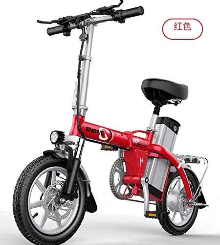 Elektrofahrräder : WXJWPZ Faltendes Elektrisches Fahrrad 14inch Mini Elektrisches Fahrrad 48V 28A / 32A LG Großes Batterie Stadt Ebike 350W Leistungsfähiges Mountainbike, Red