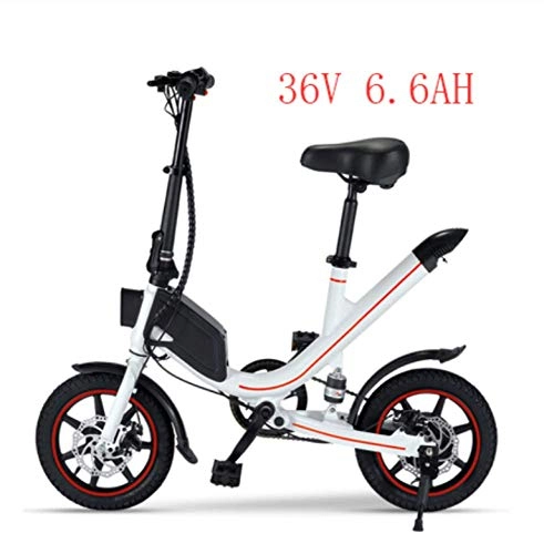 Elektrofahrräder : WXJWPZ Faltendes Elektrisches Fahrrad Das Eblike Für Erwachsenes 14 Zoll 25km / H 36V 6.6AH Lithium-Batterie-elektrisches Fahrrad Faltet, White