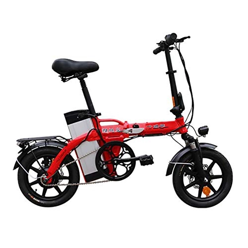 Elektrofahrräder : WXX 14 Zoll-Aluminiumlegierung Folding Elektro-Fahrrad Doppelscheibenbremse Stoßdämpfung Kleine Reise Elektroauto geeignet für Camping, Rot