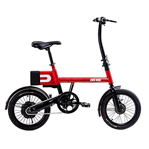 Elektrofahrräder : WXX 16 Zoll Erwachsenen Faltbares Elektrofahrrad Rahmen Aus Kohlenstoffstahl Mit LED-Display Elektrofahrrad Outdoor-Heimtrainer, Rot
