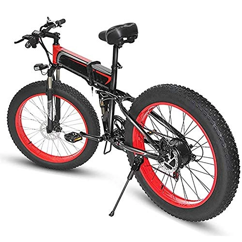 Elektrofahrräder : WXX Erwachsene Folding Elektro-Mountainbike, 48V / 8Ah / 350W Lithium-Ionen Batterysnow Fahrrad, 26" Elektro-Fahrrad, für Outdoor-Radfahren Übung, Black red
