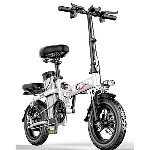 Elektrofahrräder : WYFDM Elektro-Fahrrad Smart Folding Electric Bike 14 Zoll Mini Elektro-Fahrrad 48V30A / 32A LG Lithium-Batterie Stadt Ebike 350W Leistungsstarke Mountain Ebike, Silver