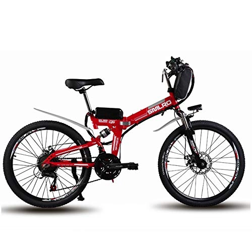 Elektrofahrräder : WYFDM Mountain-Zoll-Fahrrad mit Einer Höchstgeschwindigkeit von 60 km / h, 35 km / h, elektrisches Fahrrad, zusammenklappbar, 500-W-Motor, Doppelstoßdämpfer, Ebike, Red, 26