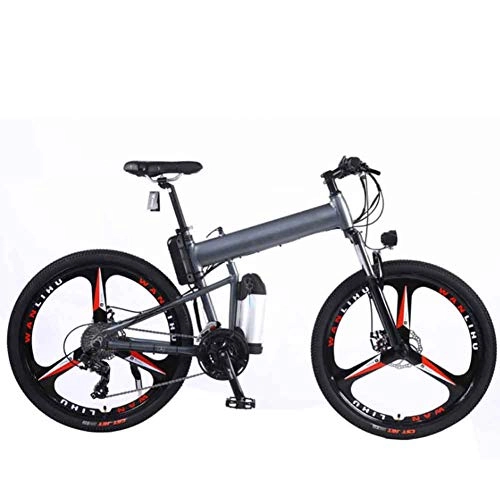 Elektrofahrräder : XFY E-Bike Mountainbike Elektrofahrrad, 26 Zoll Innovatives E-Bike, Lithium-Ionen-Akku Elektro-Fahrrad, Fahrrder Mountainbikes, Grau + Schwarz