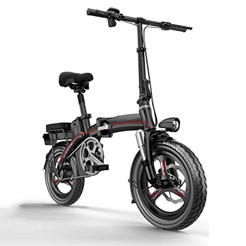 Elektrofahrräder : XHJZ 2020 elektrisches Mountainbike 500W * 48V * 25Ah 14 Zoll elektrisches zusammenklappbares Stadtfahrrad mit LCD-Display und integriertem Rad für Erwachsene, Schwarz