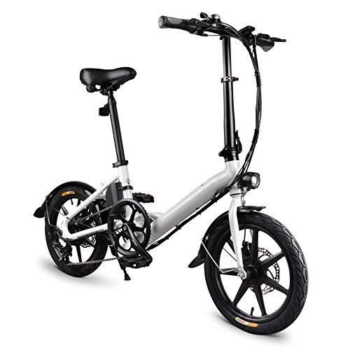 Elektrofahrräder : XINRISHENG Folding Elektro-Moped-Fahrrad, 14 Zoll Reifen 250W Motor mit Variabler Geschwindigkeit Version Fahrrad, Fahrrad Einstellbare Hhen Erwachsene und Jugendliche, Wei