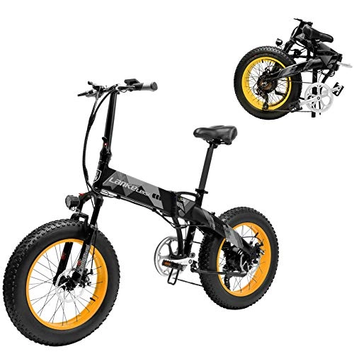 Elektrofahrräder : XTD New 1000w 48V Electric Mountain Fahrrad- 20inch Fat Tire E-Bike Beach Cruiser Mens Sports Elektro-Fahrrad MTB Dirtbike- Full Suspension Lithium-Batterie E-MTB, Gelb A