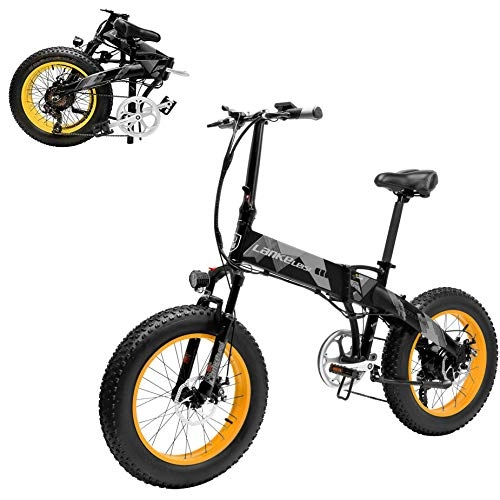Elektrofahrräder : XTD Upgrade Elektro-Moped-Fahrrad - 48V 1000W Hochleistungs-elektrisches faltbares Aluminium-Mountainbike / Stadt- / Rennrad - 35 km / h mit 20 x 4 Zoll fetten Reifen, 7 Geschwindigke A
